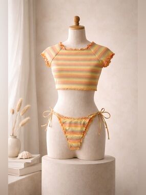 L*SPACE Under The Sun Swim Set Medium Wildflower Top Roger Bottom NWT